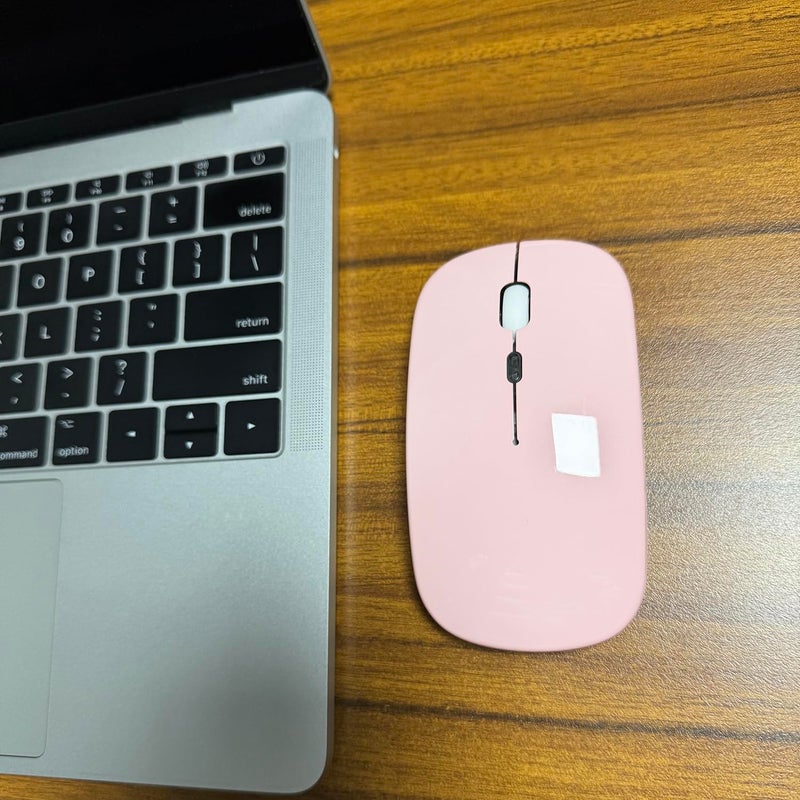PEIBO Bluetooth Wireless Mouse for Laptop mac MacBook ipad MacBook air MacBook pro pc Desktop Computer Windows Chromebook Notebook (Pink White) - Image 2